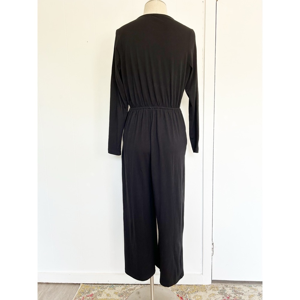 ASOS DESIGN button front embroidered tea jumpsuit in black - Picture 3 of 12